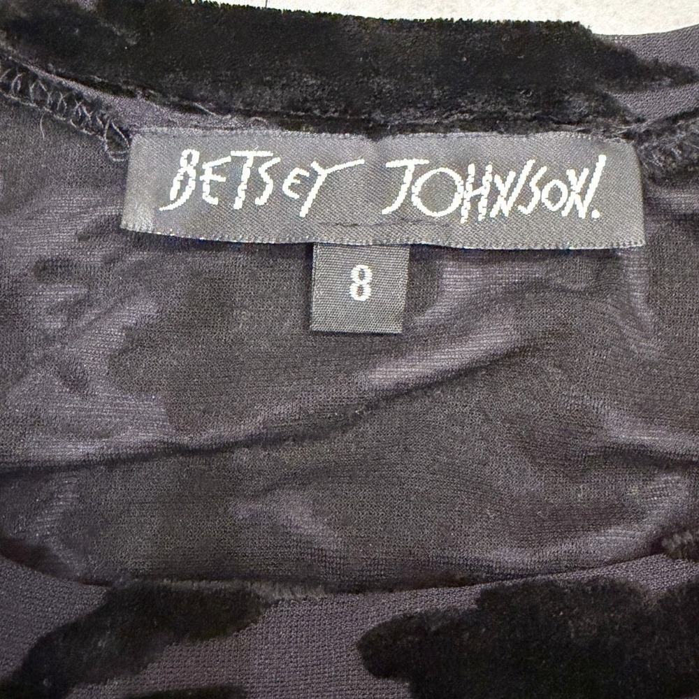 VTG 90s Betsey Johnson Sz 8 Black Floral Gothic Burnout Velvet Skater Dress USA - Picture 2 of 7